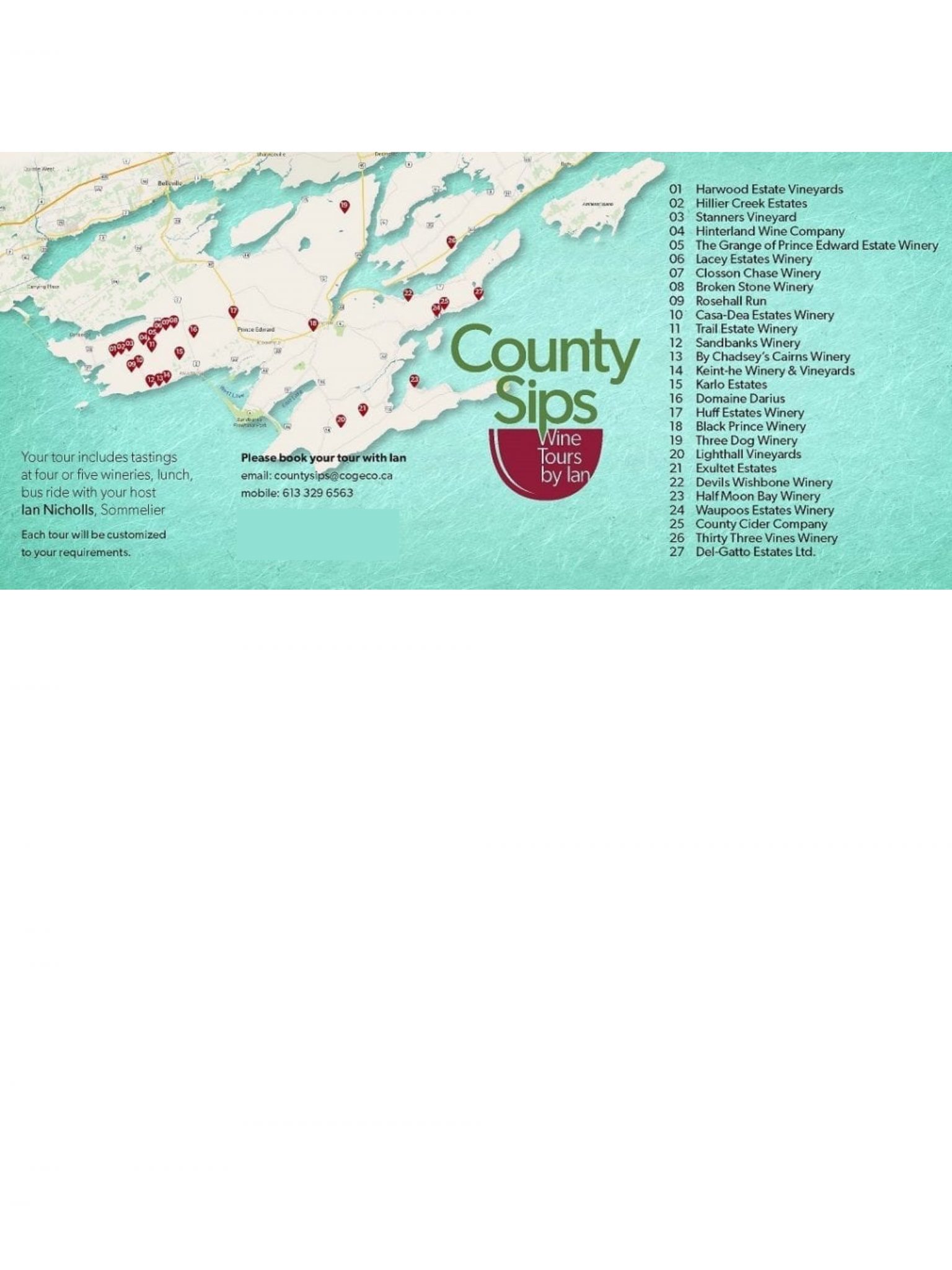  Map of Prince Edward County Wineries
